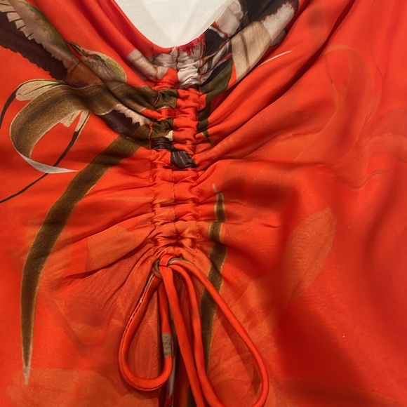 All saints beautiful orange asymmetrical floral dress size 8 - Picture 4 of 5